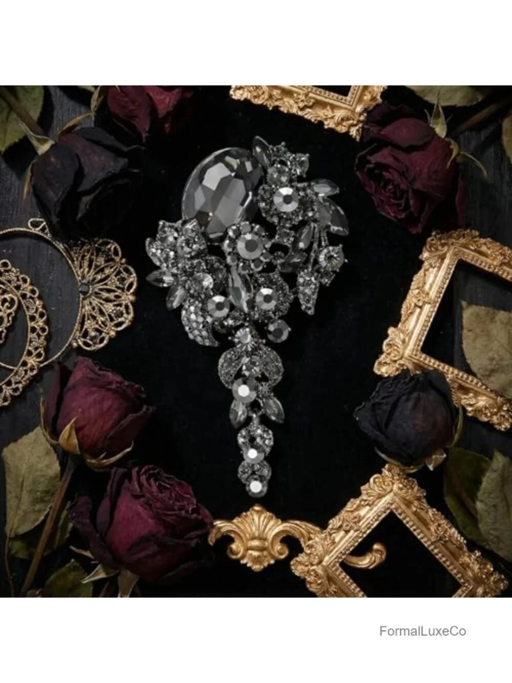 Oversized Floral Brooch Pin Pendant for Women Wedding Party Alloy Steel
